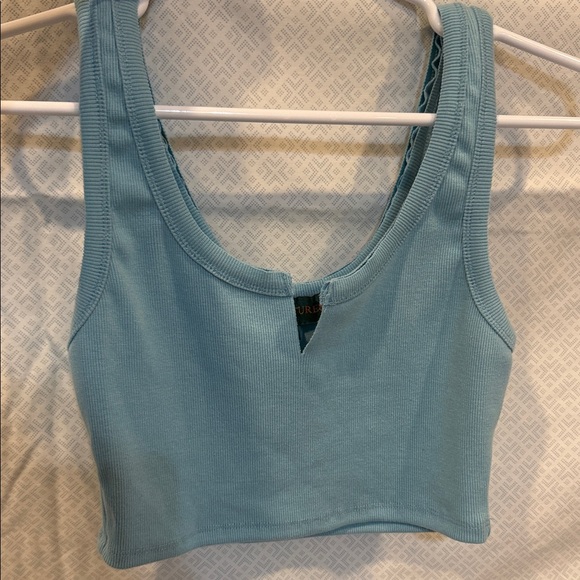Light Blue Ribbed Crop Tank Top - Picture 3 of 3